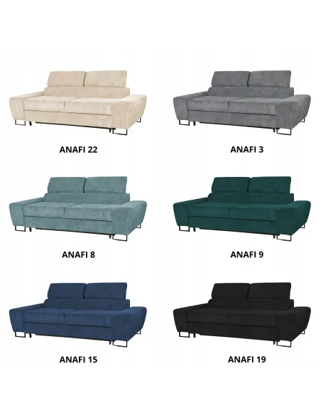 Sofa Savio sort sammet med justerbart nakkestøtte og sovefunktion