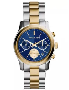 Klocka Dam Michael Kors MK6165 Runway Nya Blå Guld Silver